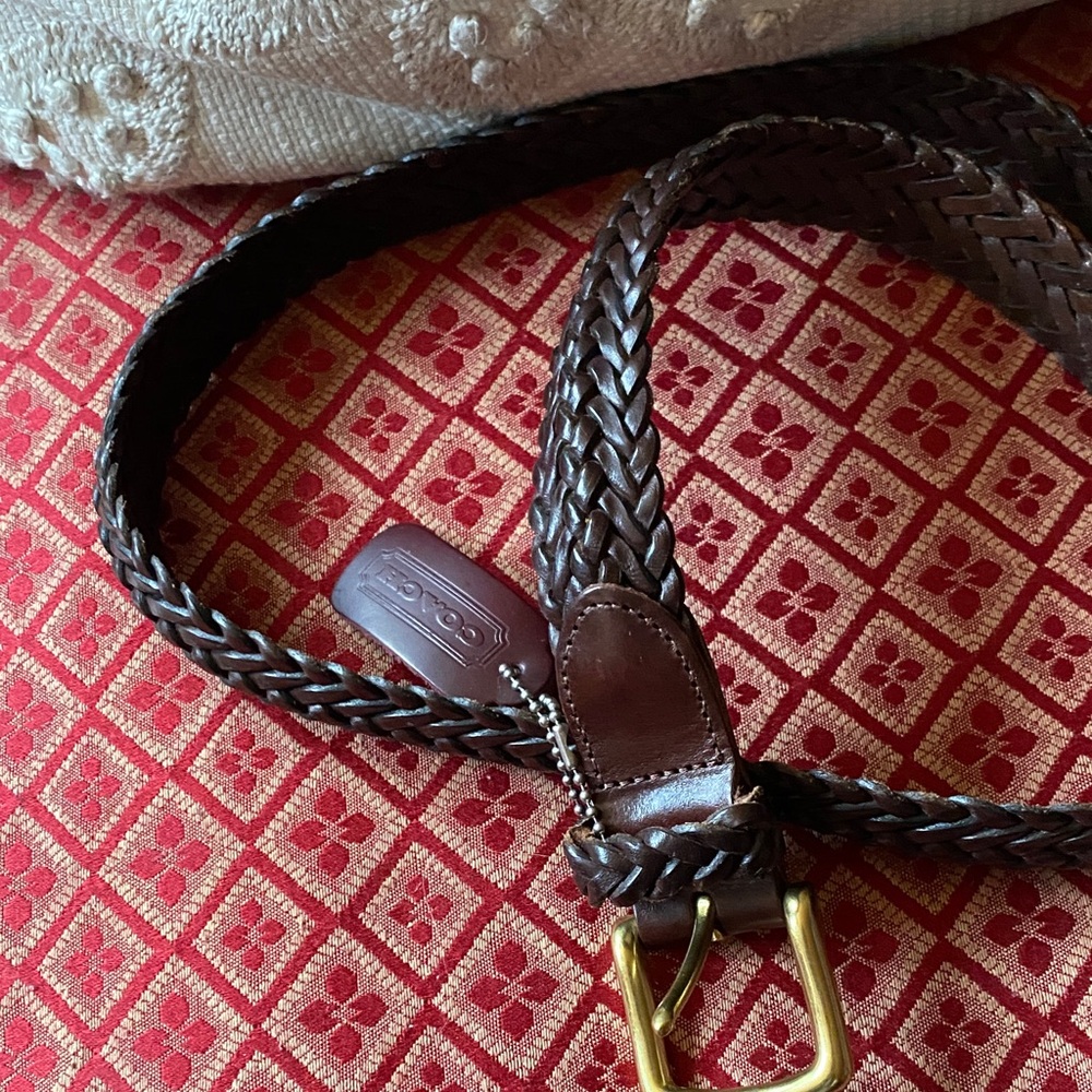 Coach Dark Brown Braided Leather Belt - Picture 2 of 2